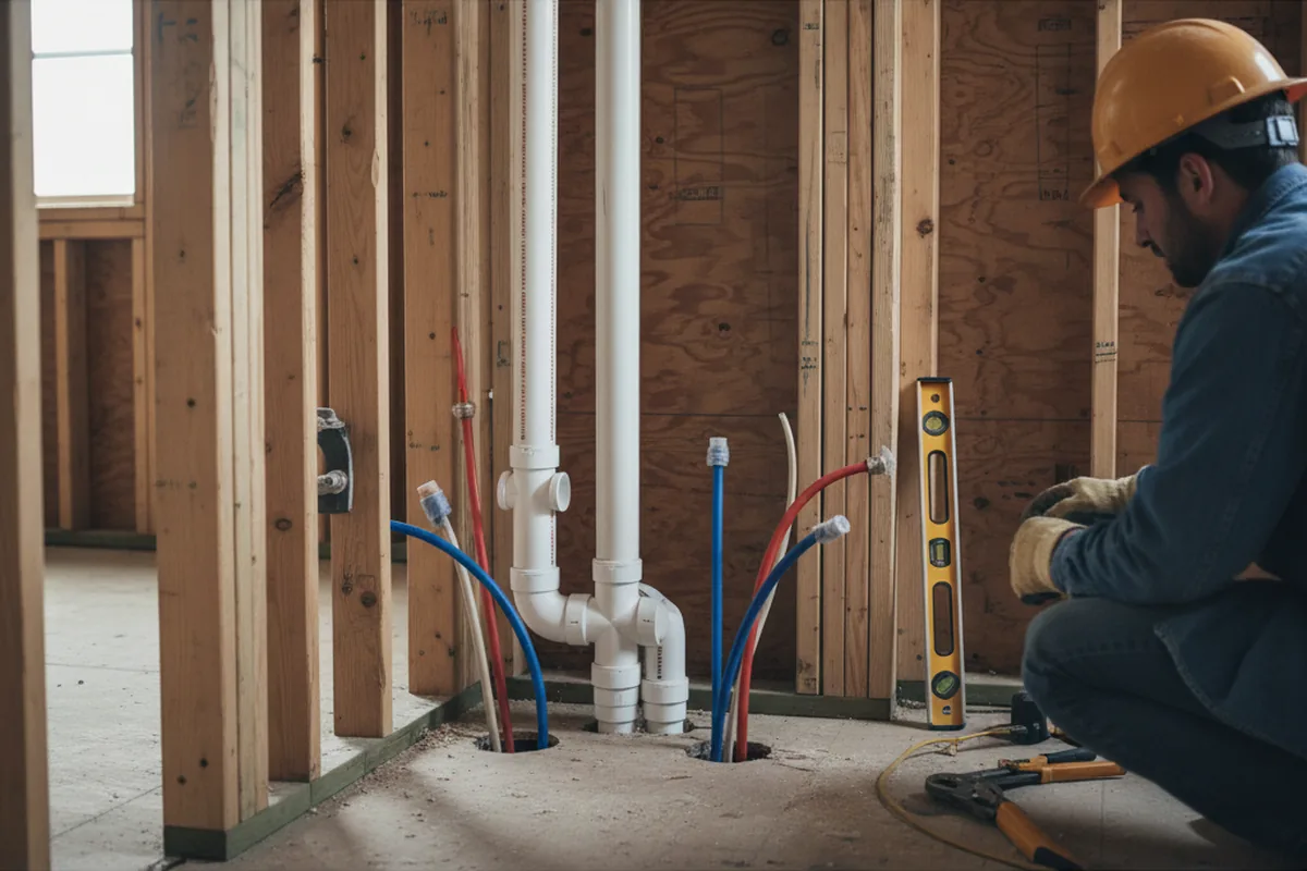 Drain and supply rough-in during Drain Cleaning in Wilmont