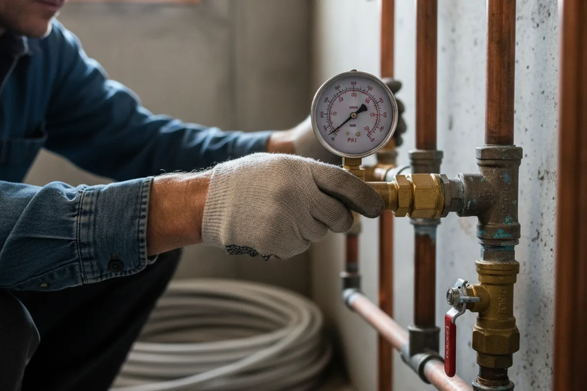 Pressure testing a repaired line during Water Line Repair in Wilmont